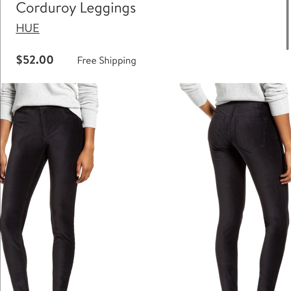 NWOT Hue black corduroy leggings sz S